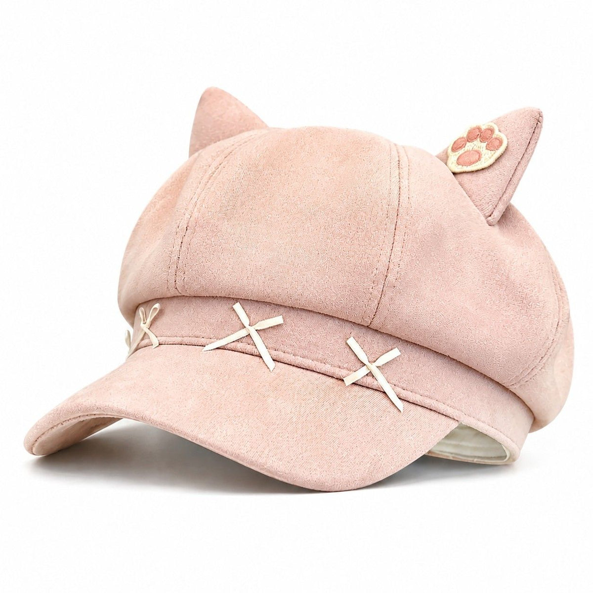 Gorra Newsboy con Orejas de Gato, Bonito Sombrero Baker Boy con Lazo y Visera Corta de Estilo Casual