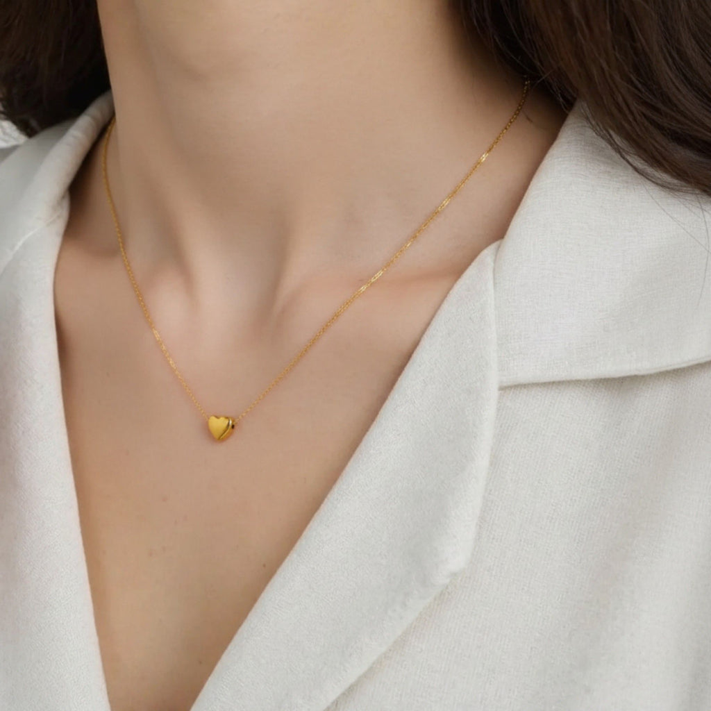 Minimalist Heart Pendant Necklace with Smooth Sculpted Charm and Delicate Chain for a Soft Elegant Everyday Accessory 10.5in