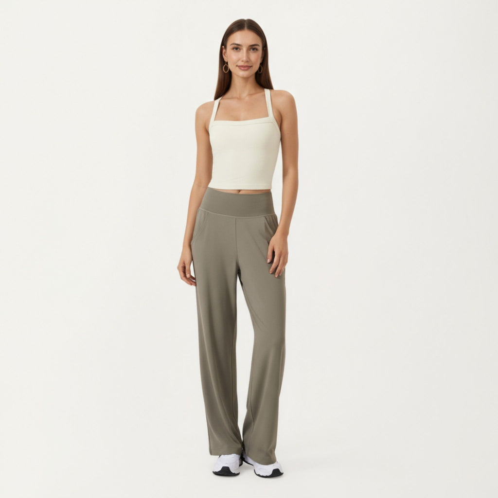 Anna-Kaci Active Women's High Waist Wide Leg Sweatpants with Side Pockets and Smooth Stretch Fabric