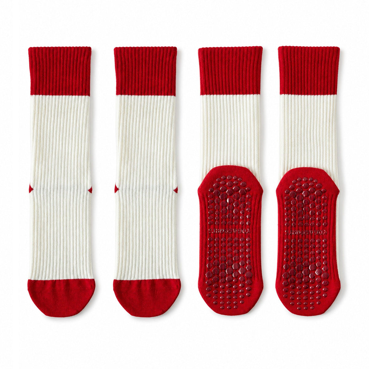 Grip Crew Socks 2 Pair Pack Ribbed Stripe Design