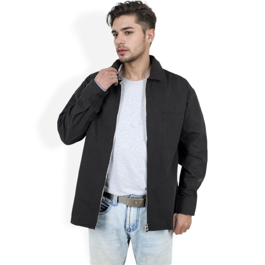 Anna-Kaci Men's Lightweight Zip-Up Jacket with Front Pocket and Classic Collar