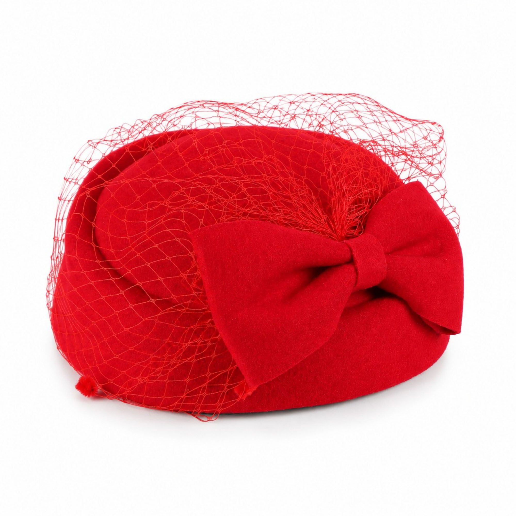 Bow Pillbox Fascinator Hat with Birdcage Veil