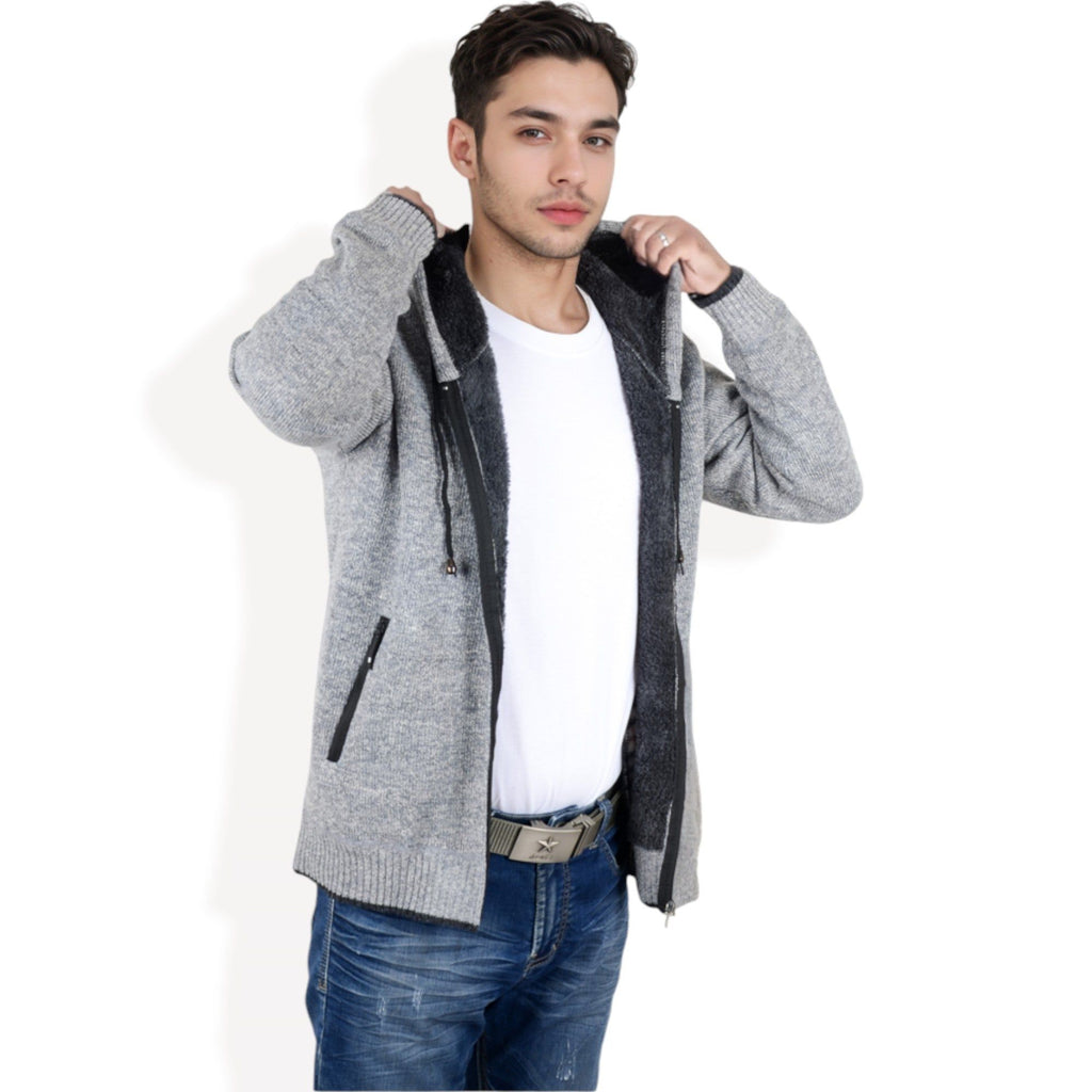 Anna-Kaci Men's Zip-Up Hooded Fleece Jacket with Adjustable Drawstrings and Front Pockets