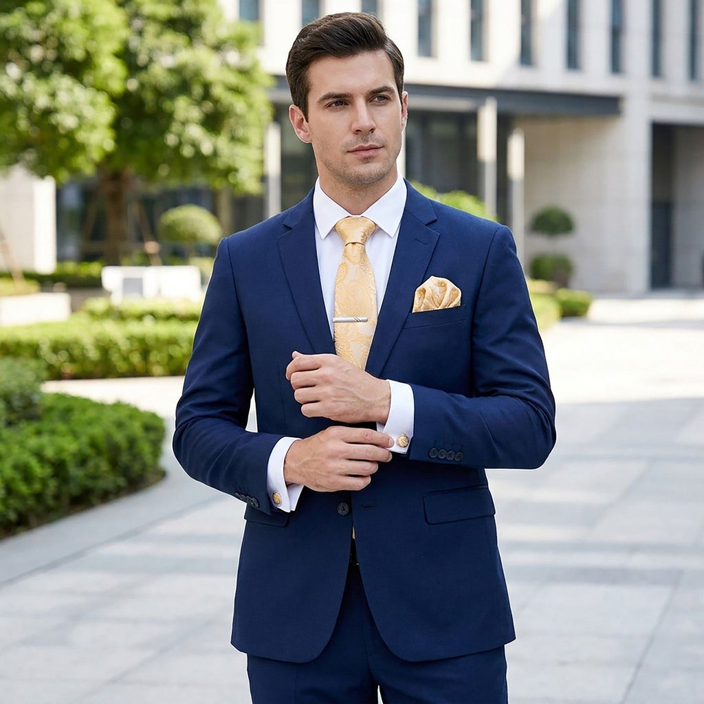 Men's Floral Print Tie Gift Set with Matching Pocket Square Cufflinks and Silver Tie Clip