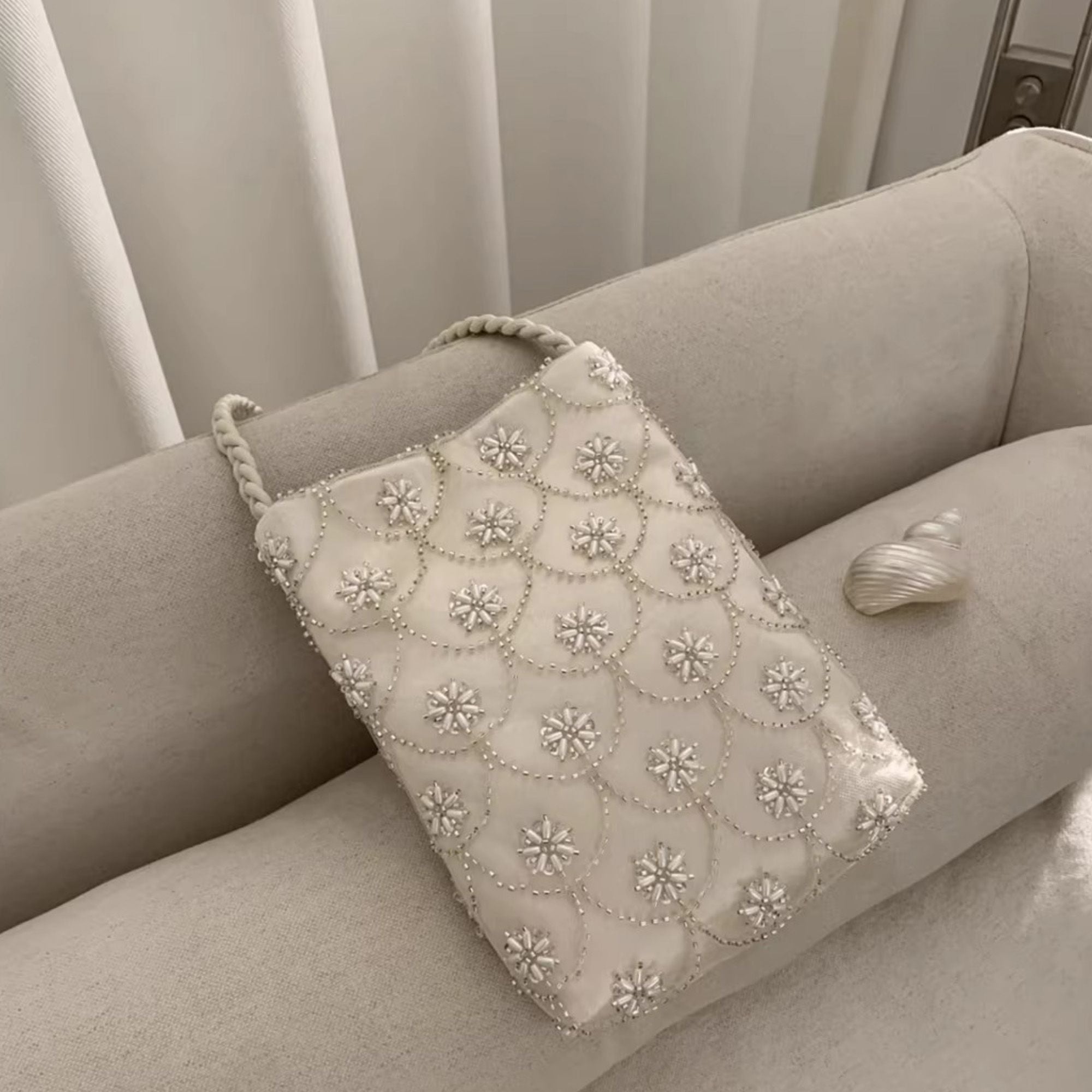 Beaded Embroidered Shoulder and Crossbody Bag for Elegant Occasions