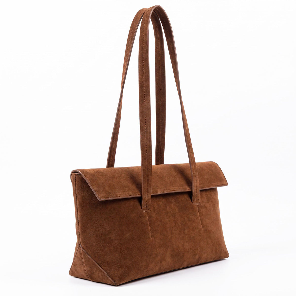 Large Shoulder Tote Bag with Foldover Flap and Interior Pockets