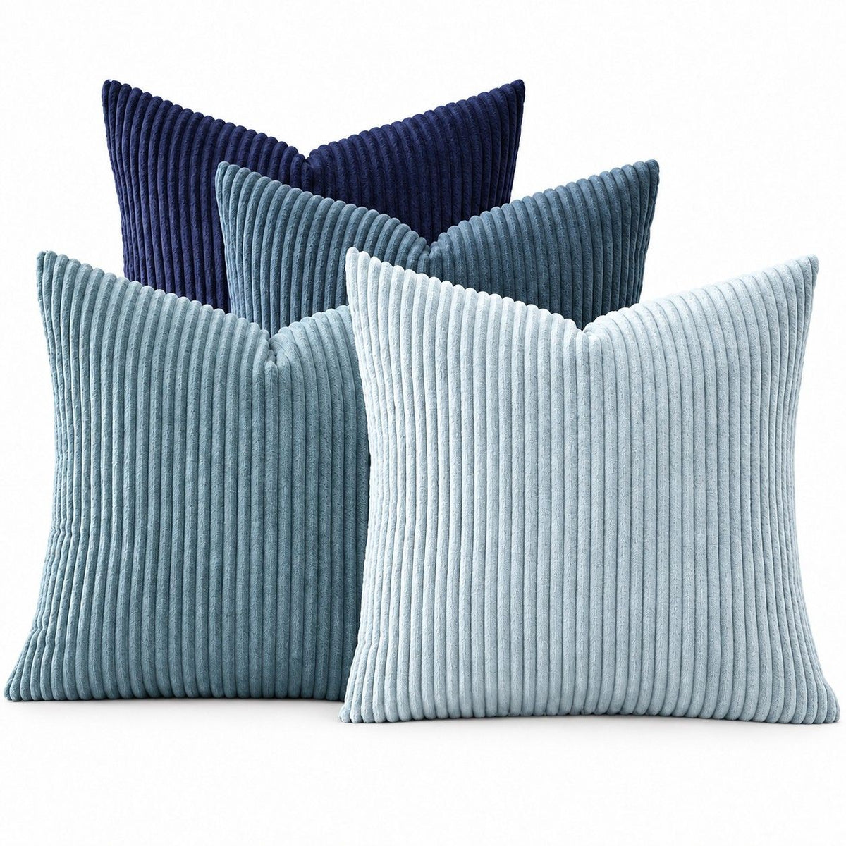 4 Pack Corduroy Throw Pillow Covers 18 x 18 Inch Wide Stripe Texture