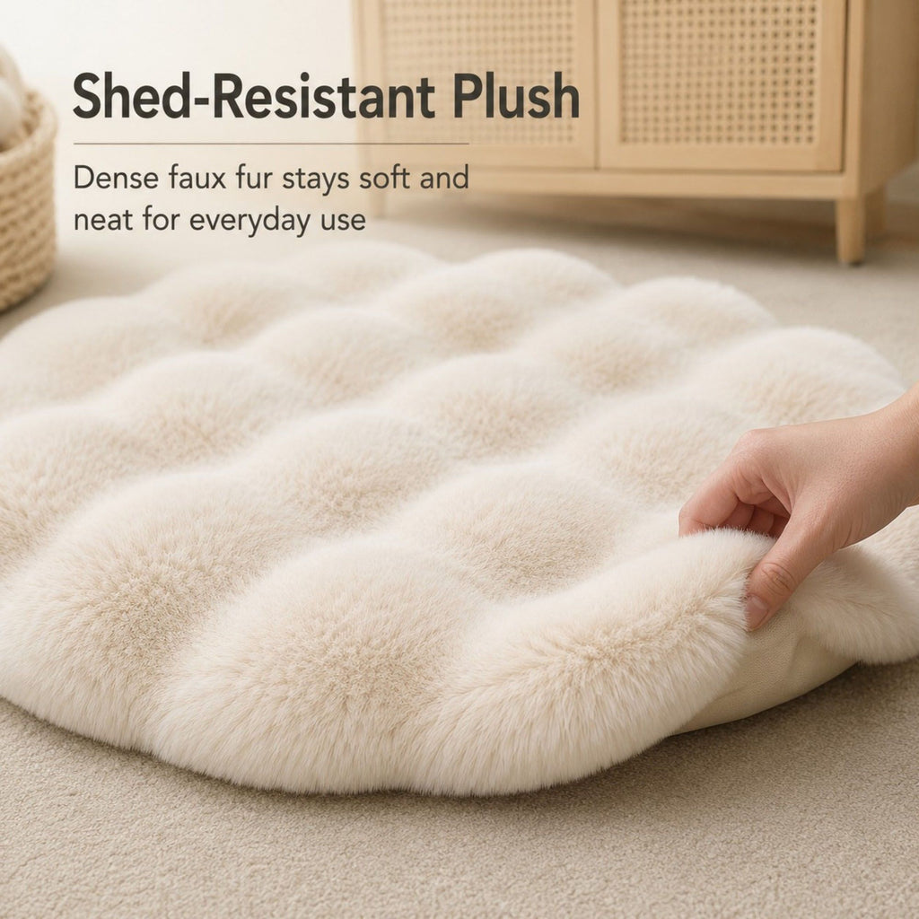 Bubble Plush Pet Mat for Cats and Small Dogs with Cushioned Wavy Fill Non-Slip Bottom Machine-Washable Design