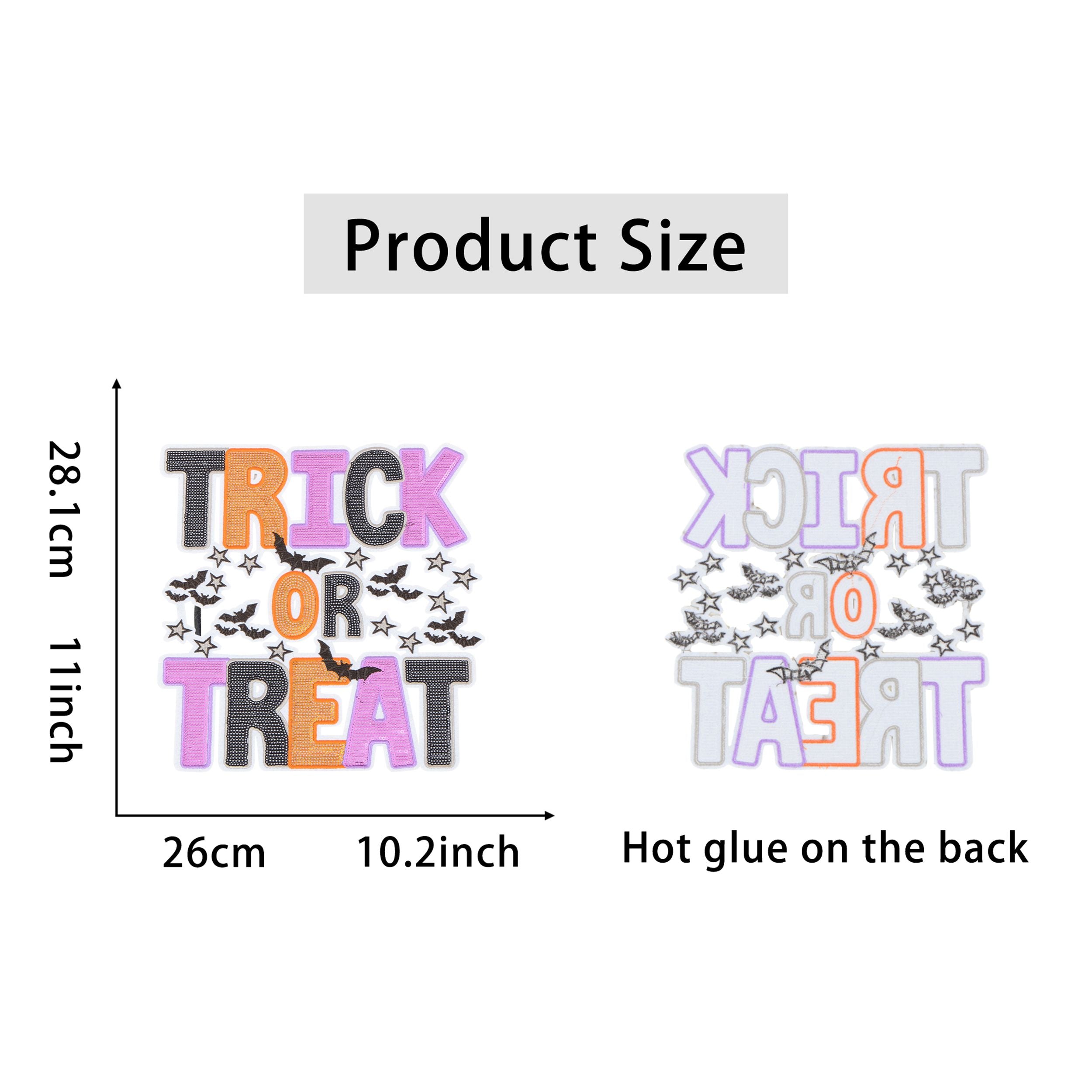 Halloween Pumpkin Ghost Large Sequin Iron On Patch Glitter Sewing Embroidery Repair Appliques Clothing Patch Costume Decor