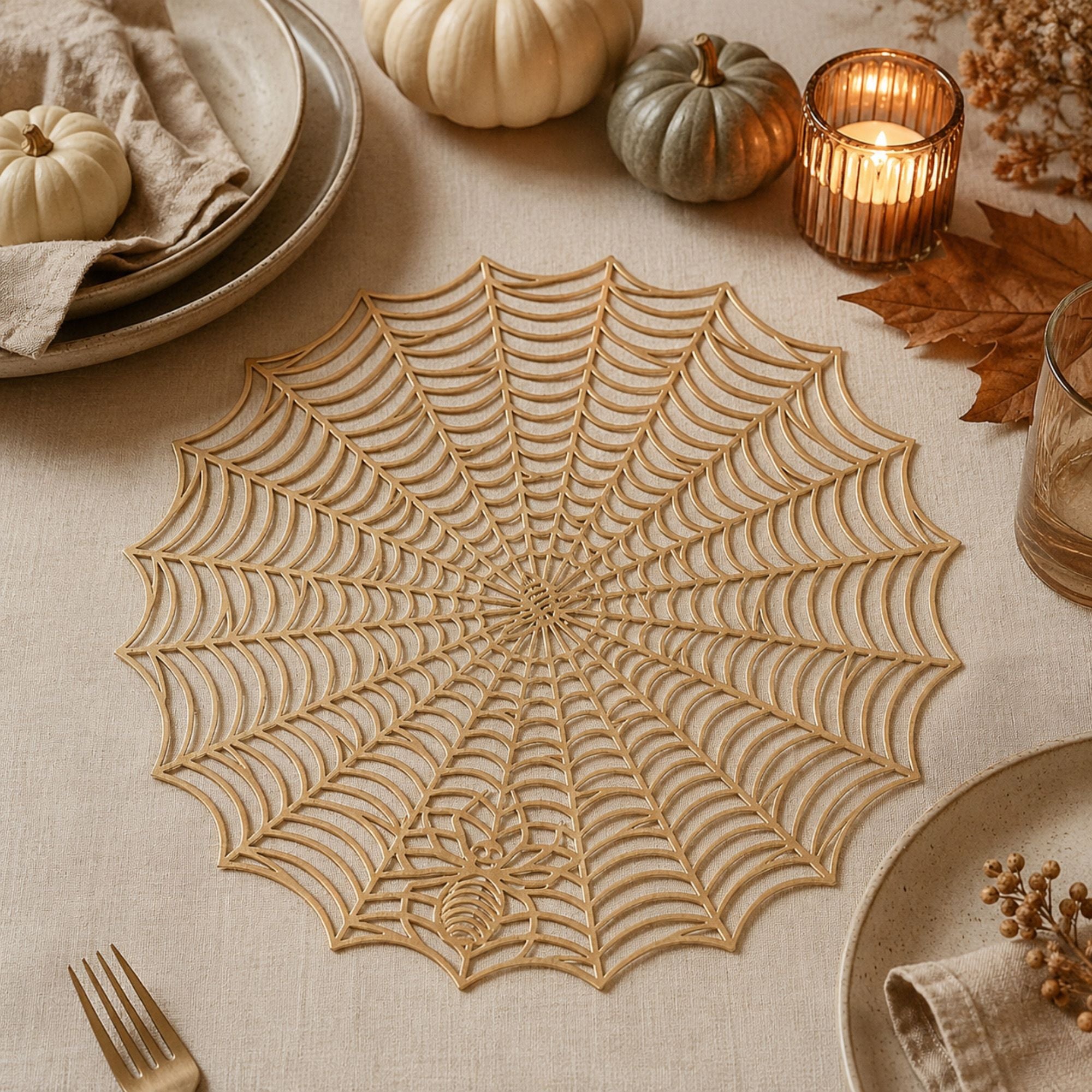 Halloween Spiderweb PVC Waterproof Non-Slip Placemat