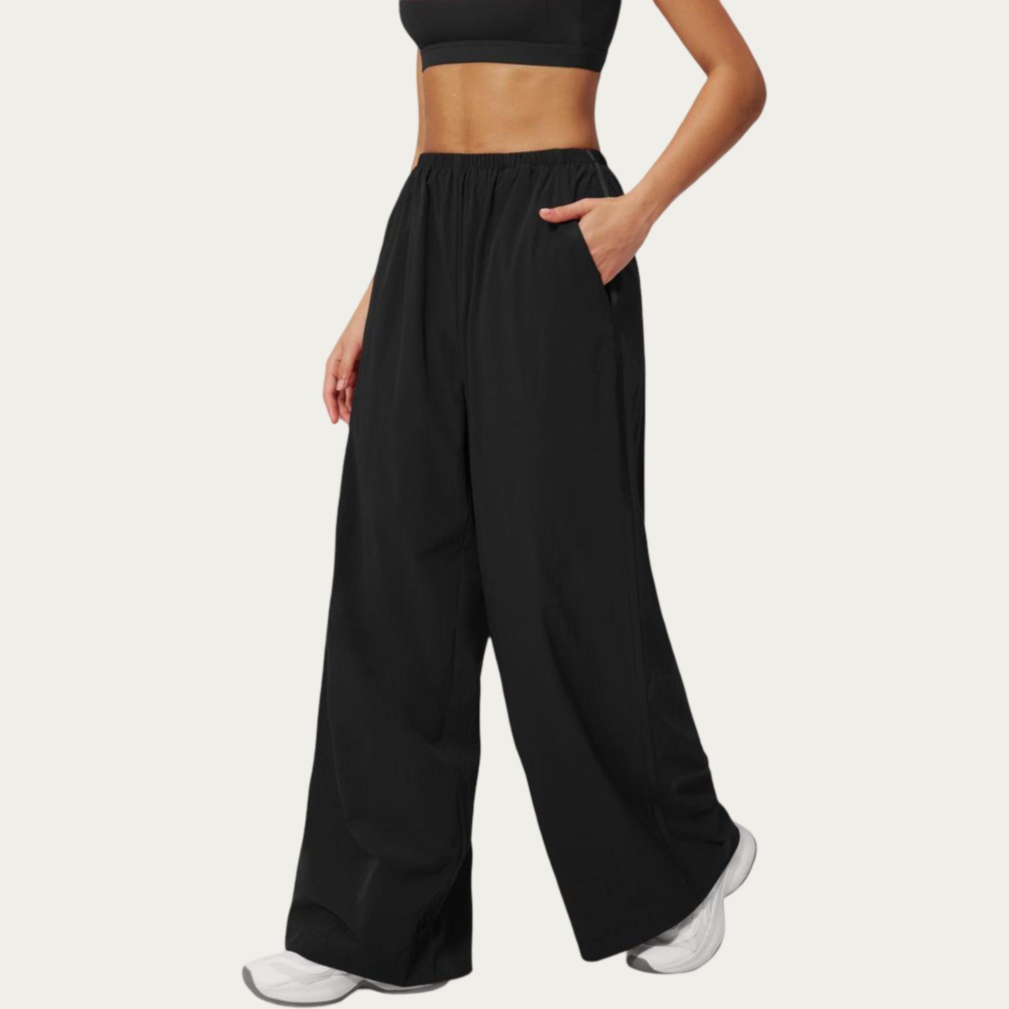 Anna-Kaci Active Women's Wide Leg Lounge Pants with Elastic Waistband and Relaxed Draped Fit
