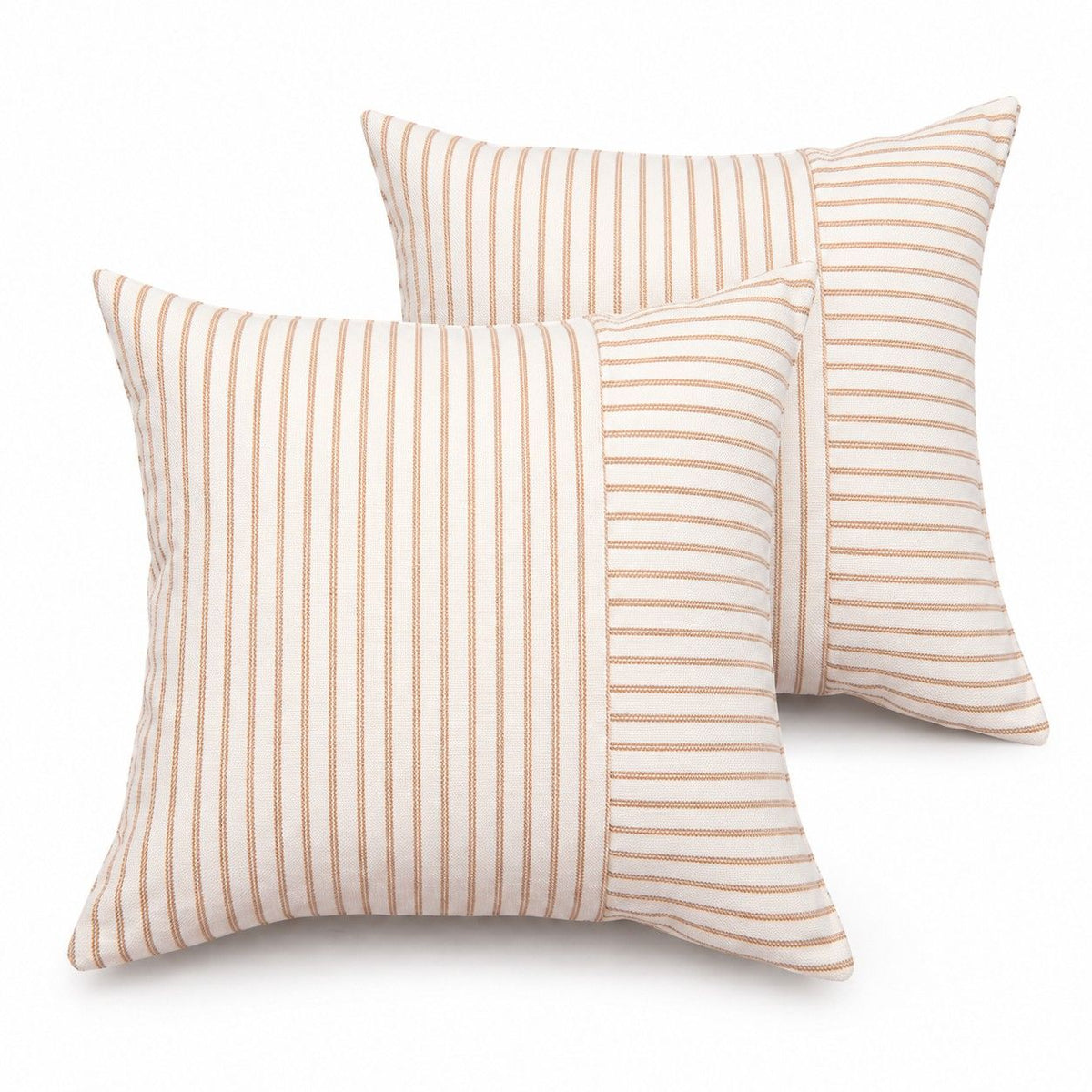 2 Pack Striped Textured Throw Pillow Covers 18 x 18 Inch for Couch Sofa and Bed