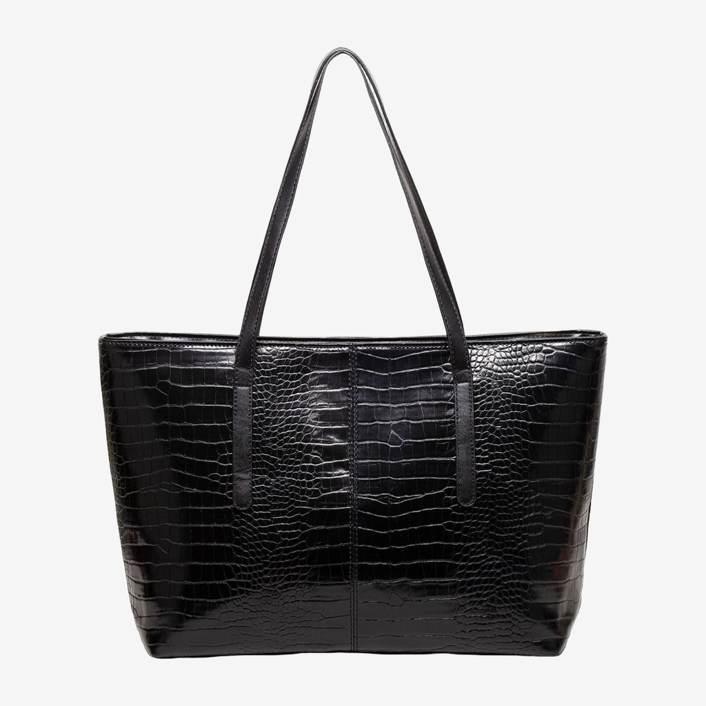 Crocodile Embossed Tote Bag Large Shoulder Handbag with Zipper Closure