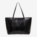 Crocodile Embossed Tote Bag Large Shoulder Handbag with Zipper Closure