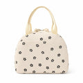White handbag with heart print, corduroy and zip front