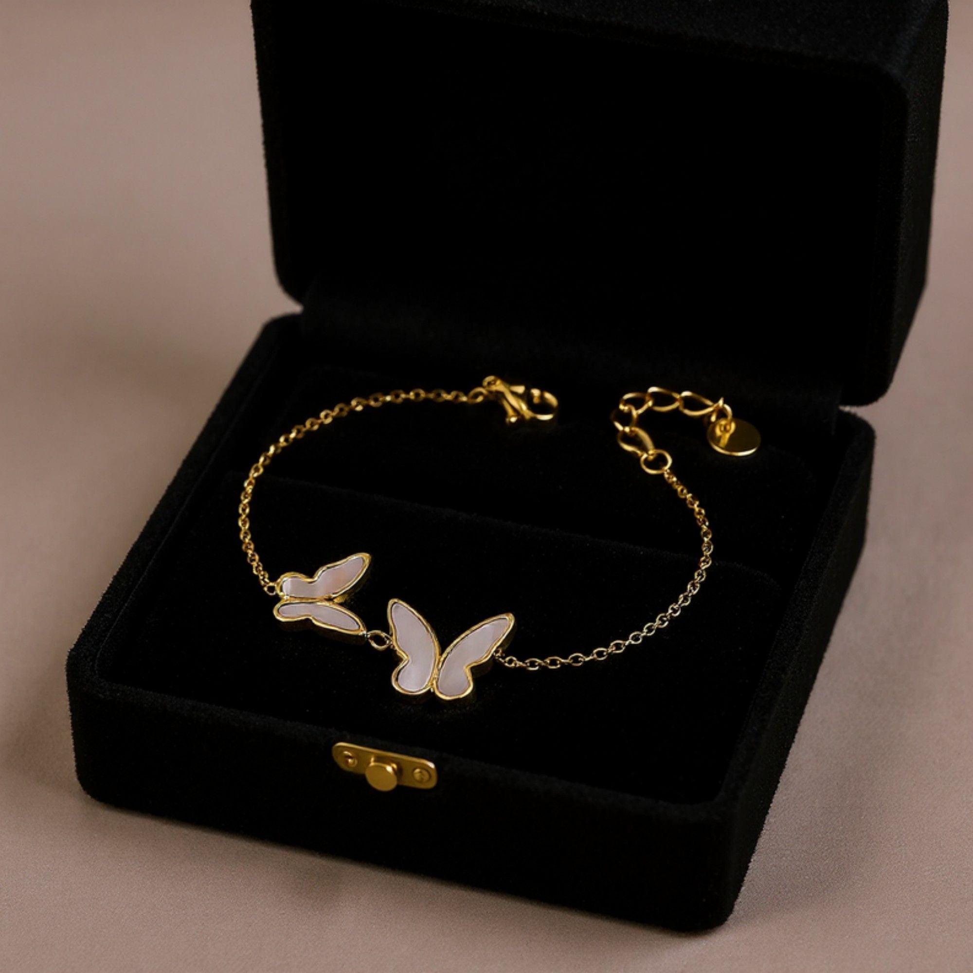 Women's Butterfly Chain Bracelet with Delicate Wing Silhouettes and Minimalist Linked Design for a Soft Feminine Accent