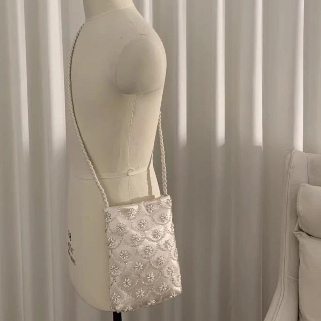 Beaded Embroidered Shoulder and Crossbody Bag for Elegant Occasions