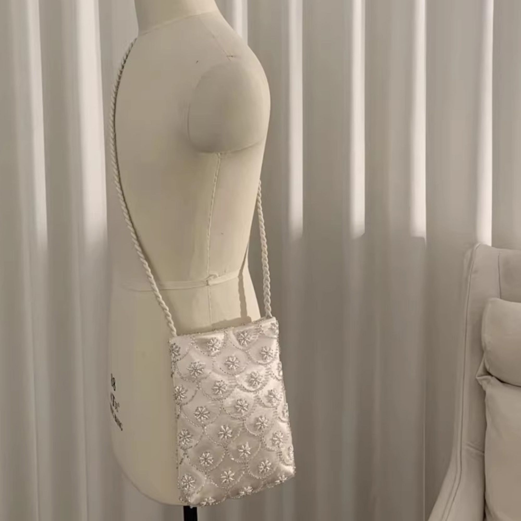 Beaded Embroidered Shoulder and Crossbody Bag for Elegant Occasions