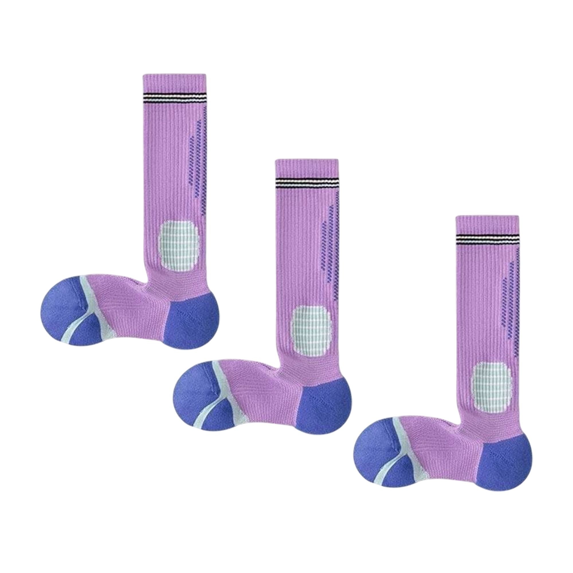 Anna-Kaci Women's 3-Pair Set Colorblock Athletic Knee-High Socks with Cushioned Heel Arch Support for Daily Fitness