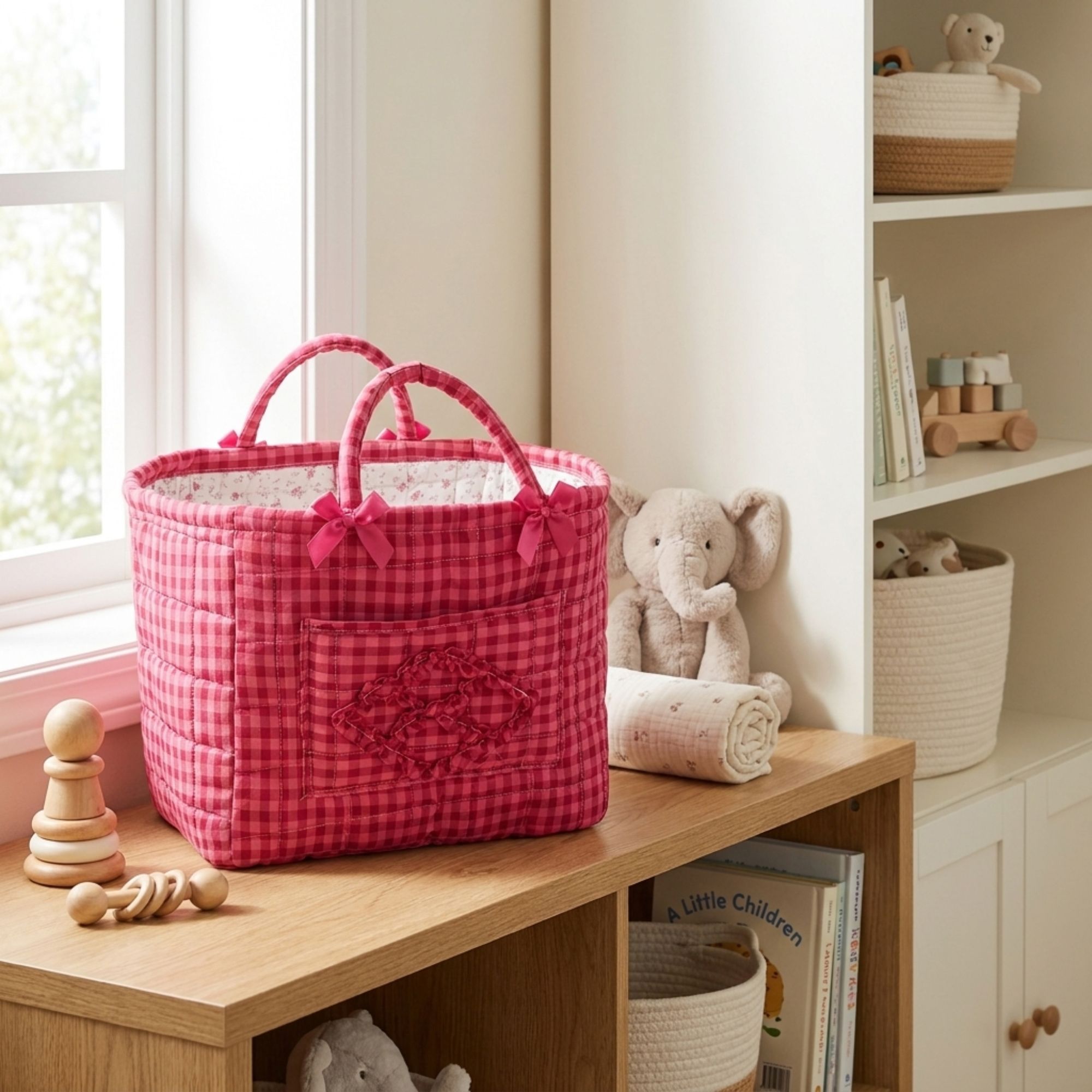 Large Quilted Storage Caddy Organizer Tote with Handles