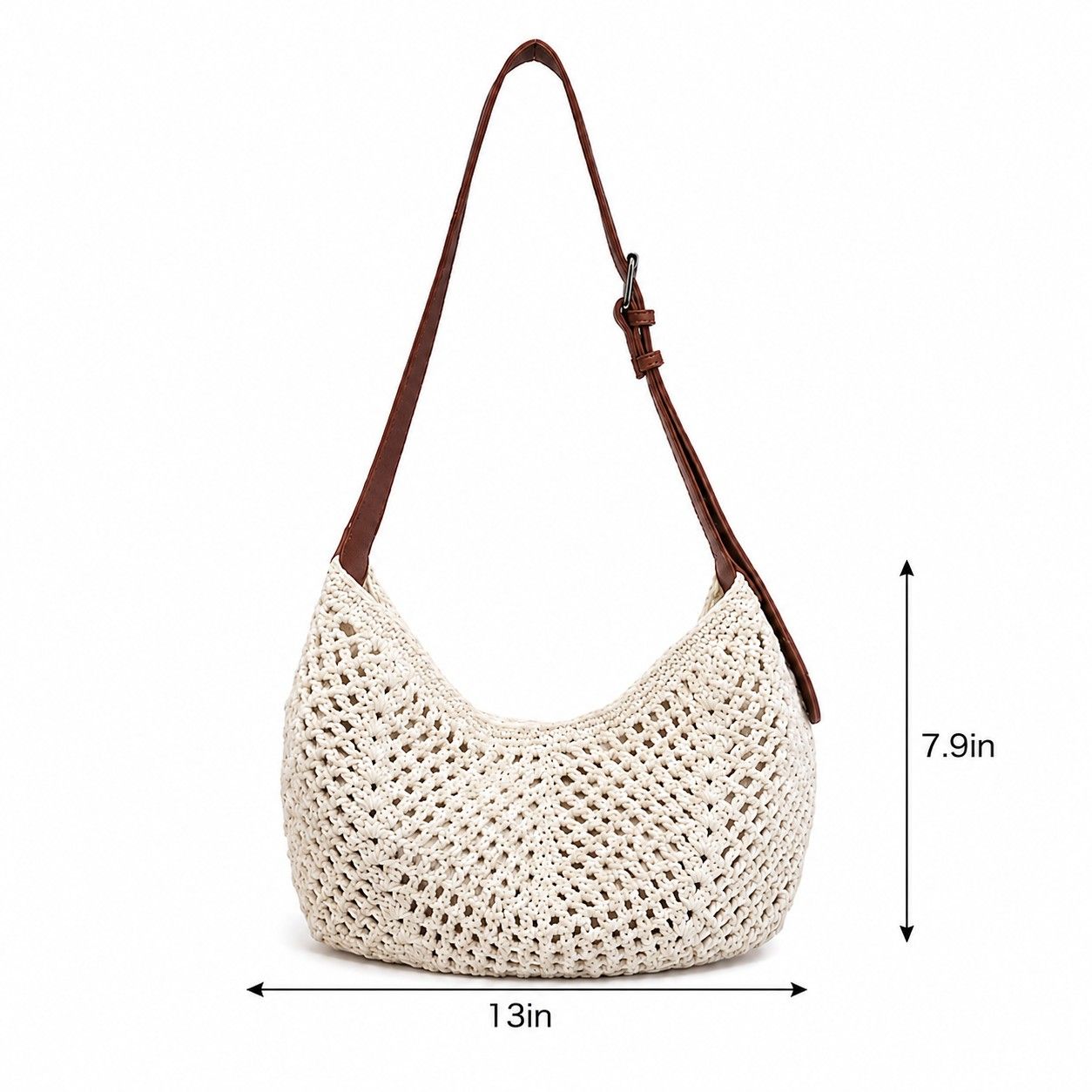 Woven Hobo Shoulder Bag with Magnetic Closure and Adjustable Strap