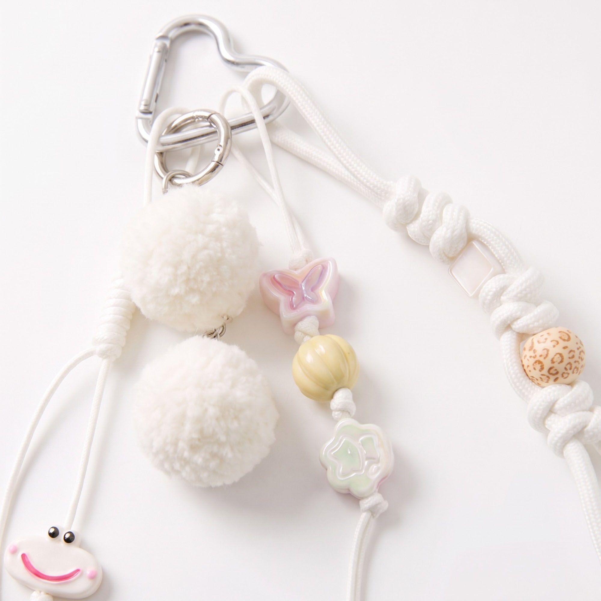 2-Piece Multi-Element Bag Charm with Hanging Strap and Decorative Accents