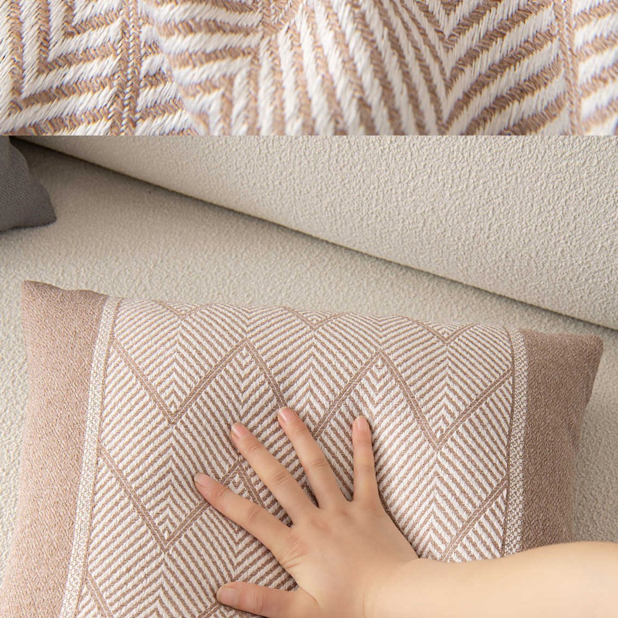 Decorative Throw Pillow Cover 17.7*17.7in Soft Cotton Fabric, Modern Chevron Pattern
