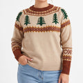 Plus Size Fair Isle Tree Print Crewneck Sweater