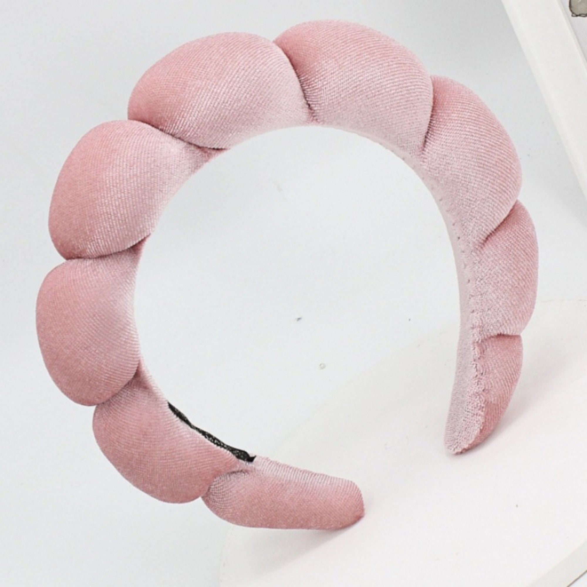 Padded Velvet Headband with Rounded Bubble Design and Soft Cushioned Texture