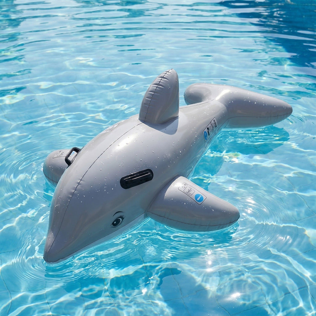Dolphin Inflatable Pool Float Ride On with Handles Durable PVC Swim Toy Large Water Float for Pool Beach Lake 63x15.7in