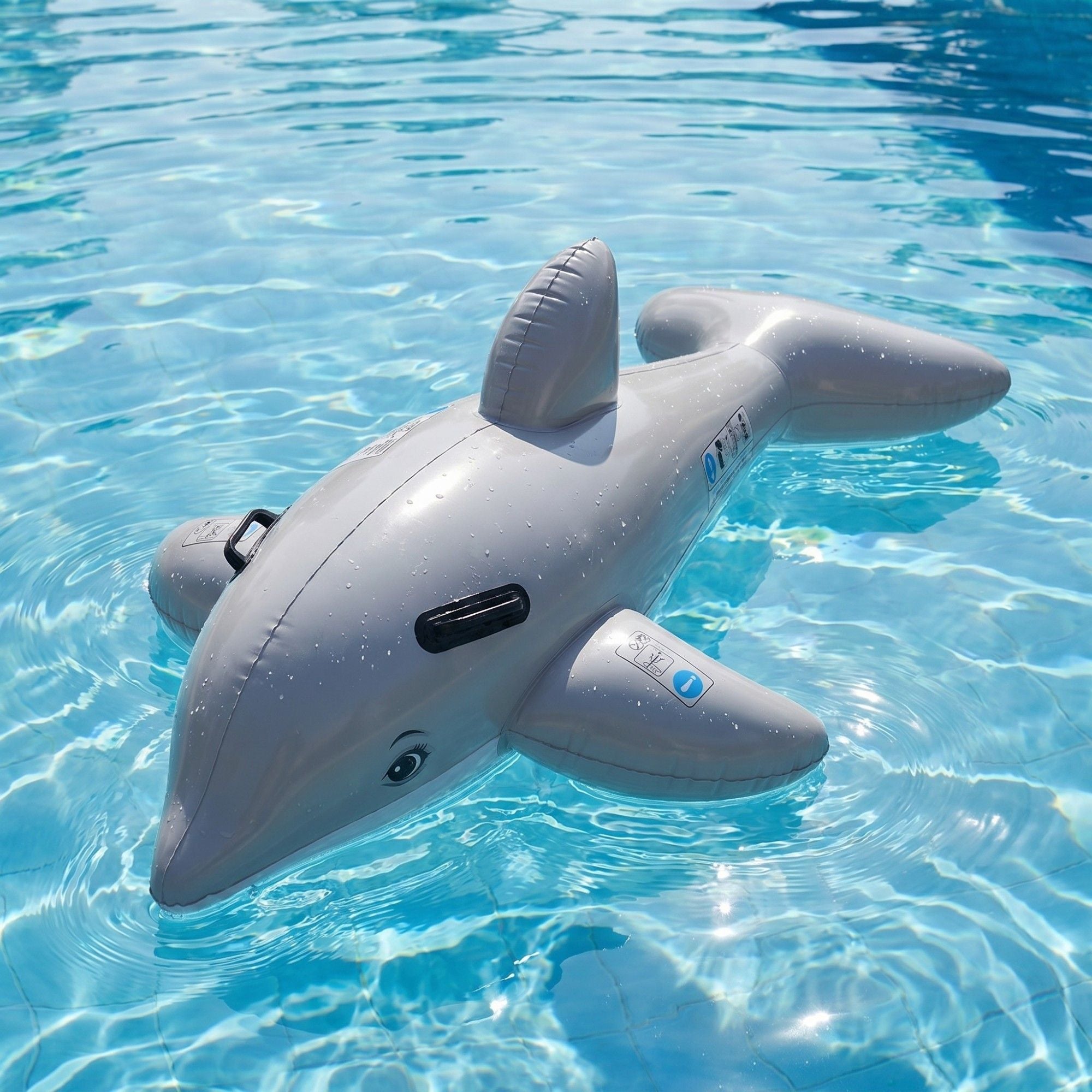 Dolphin Inflatable Pool Float Ride On with Handles Durable PVC Swim Toy Large Water Float for Pool Beach Lake 63x15.7in