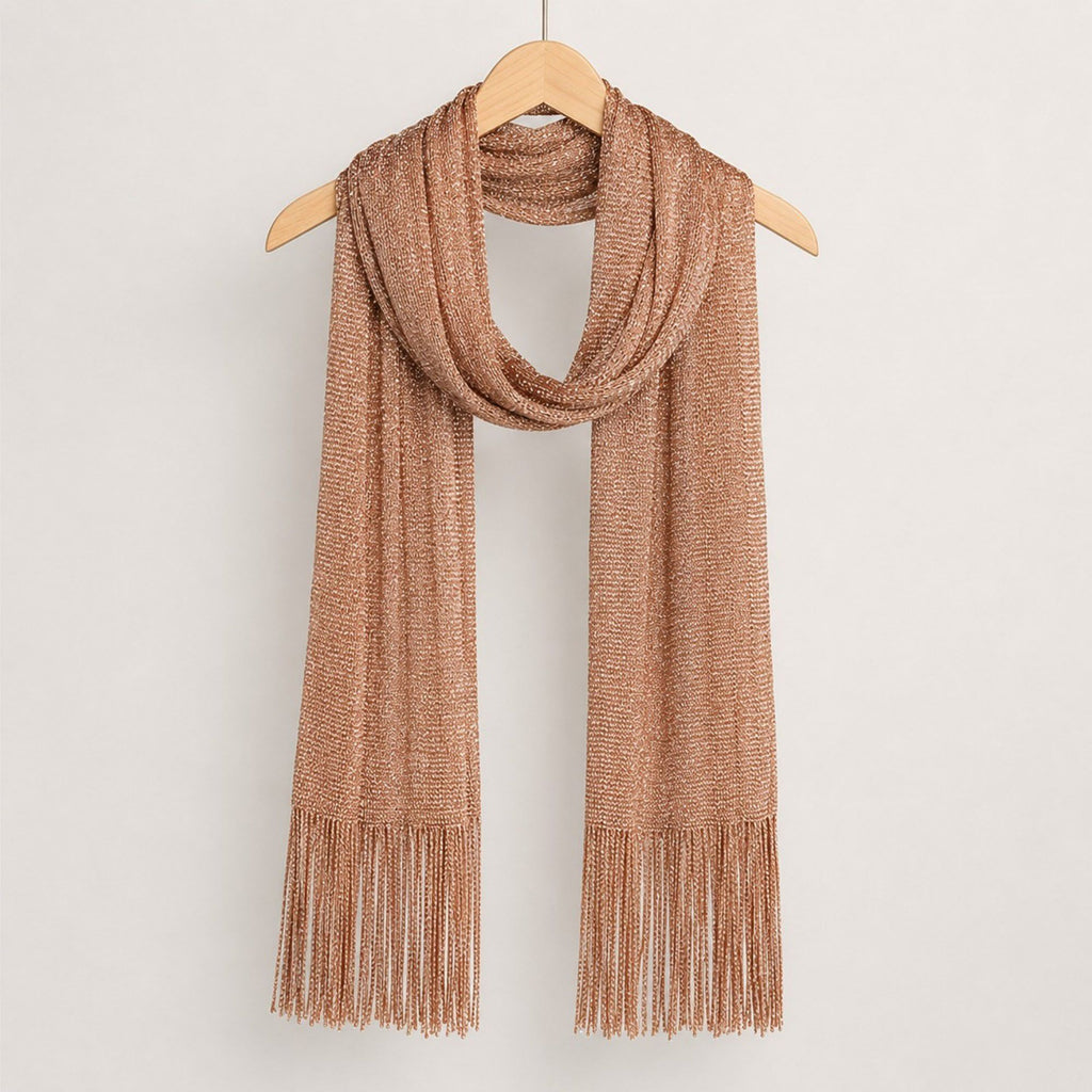 Metallic Shimmer Fringe Long Scarf