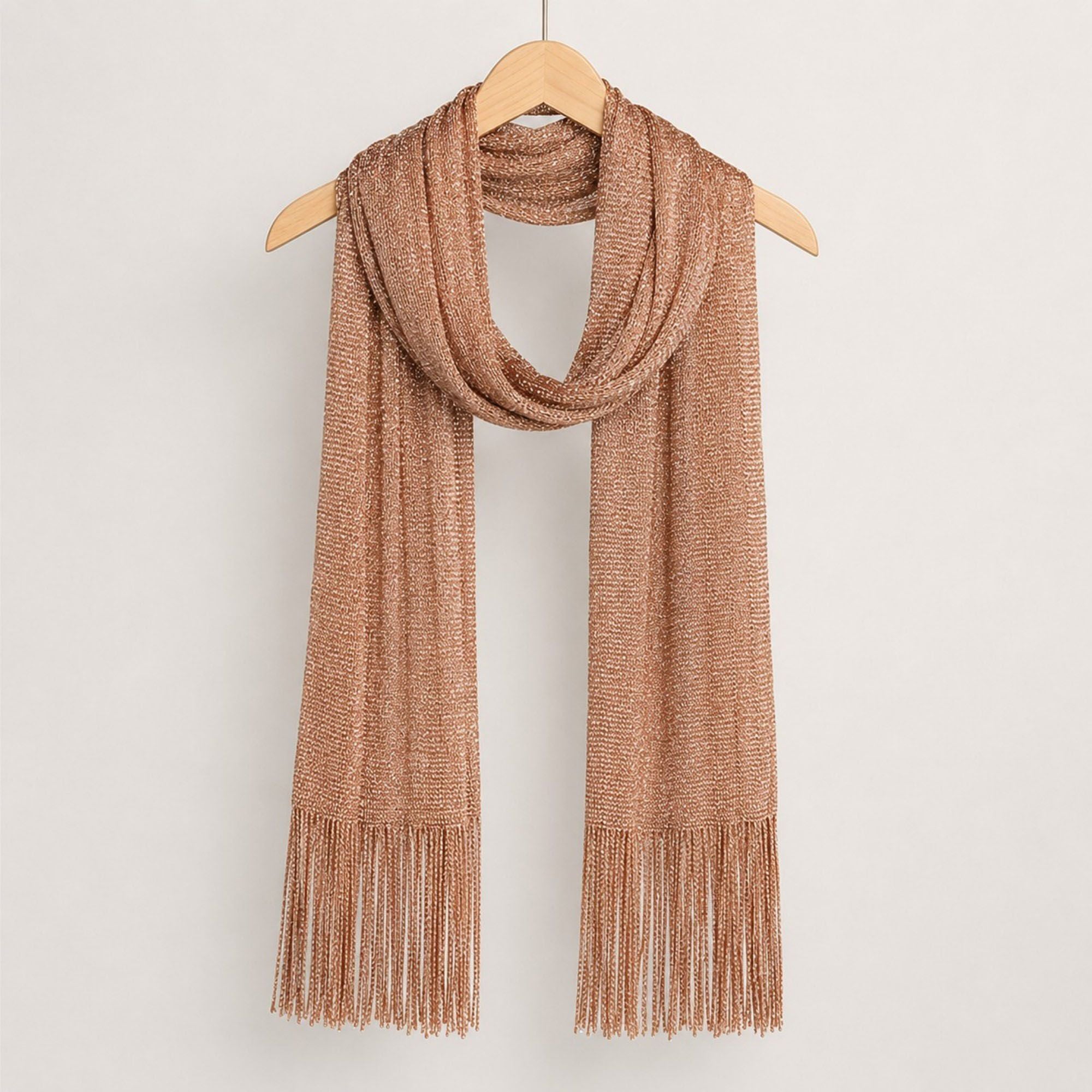 Metallic Shimmer Fringe Long Scarf