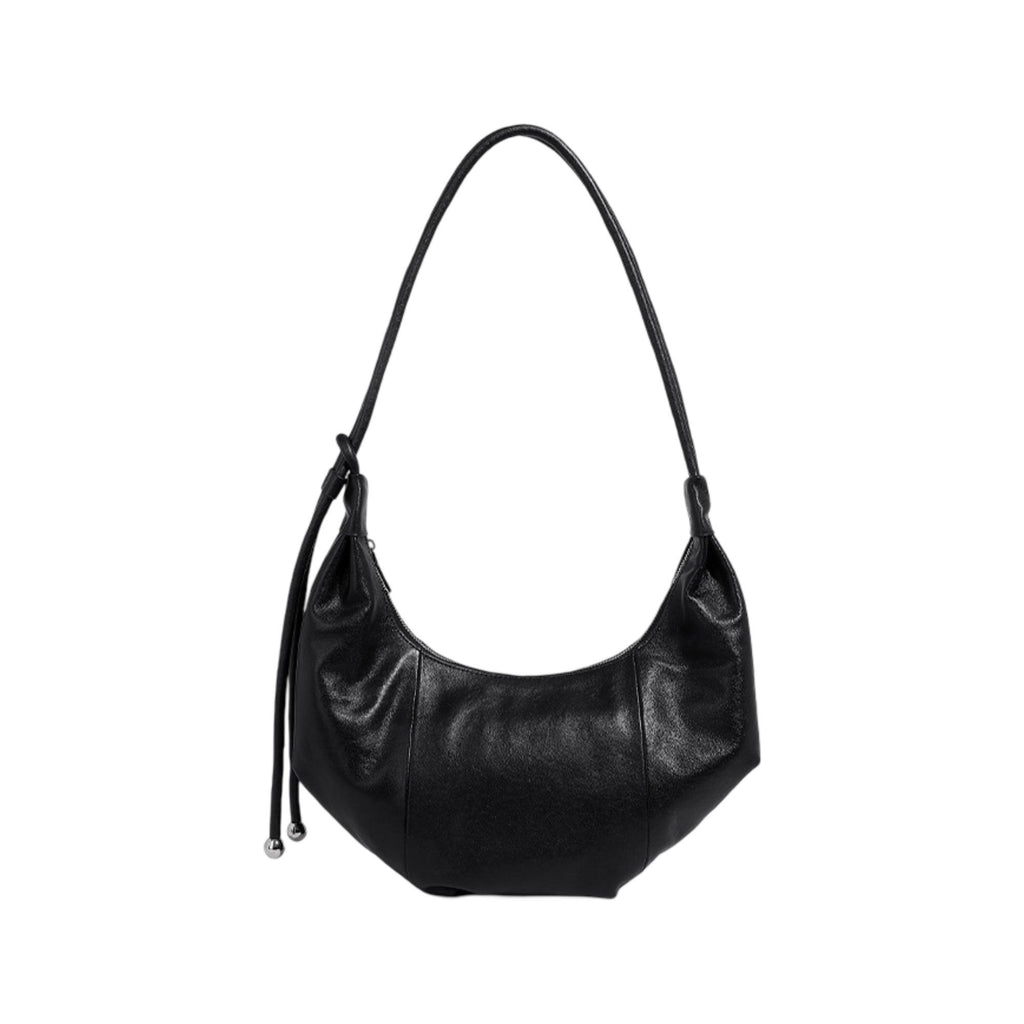Slouchy Crescent Shoulder Bag with Genuine Leather Finish and Adjustable Strap