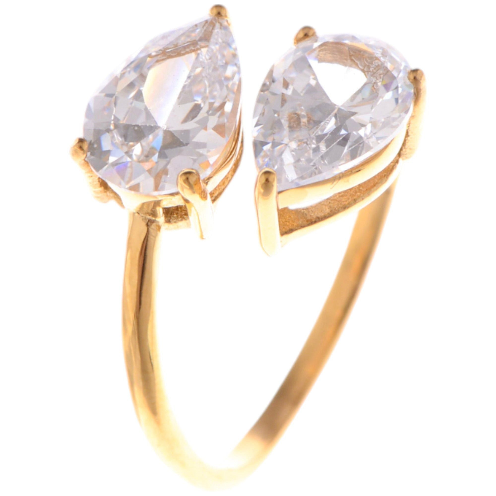 Anna-Kaci Gold-Plated Heart Drop Fashion Earrings with Crystal Stud Accents