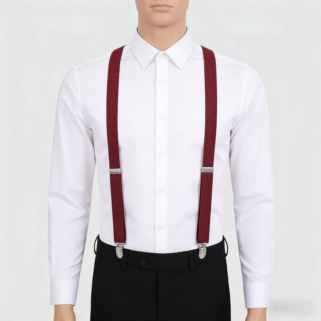 Anna-Kaci Men's Elastic Suspenders 47 inches - Adjustable 4-Clips Formal & Casual Suspenders for Trousers