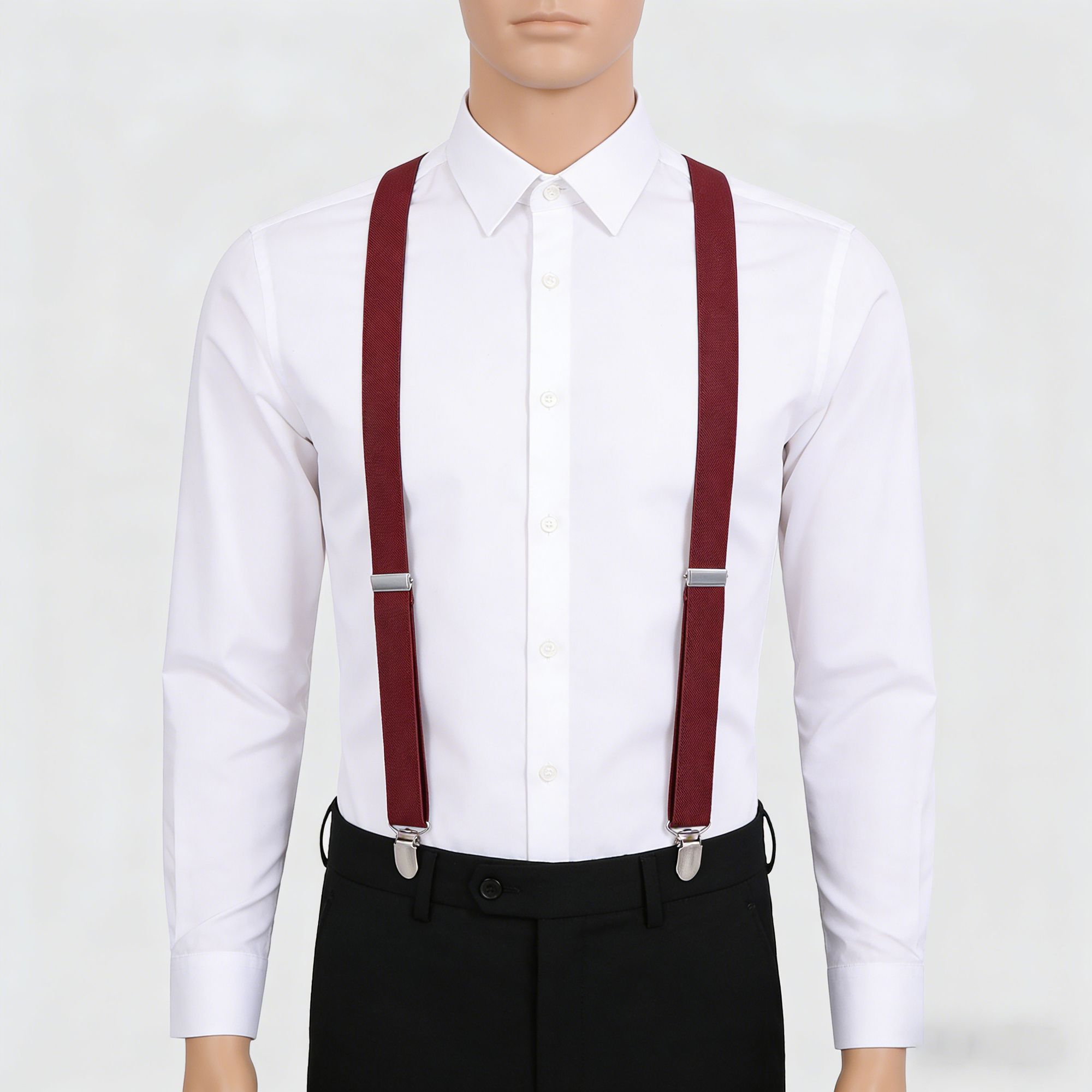 Anna-Kaci Men's Elastic Suspenders 47 inches - Adjustable 4-Clips Formal & Casual Suspenders for Trousers