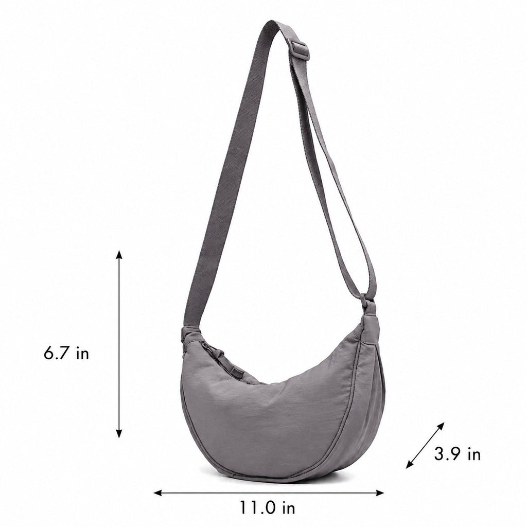 Nylon Crescent Crossbody Bag with Adjustable Strap Lightweight Casual Shoulder Bag