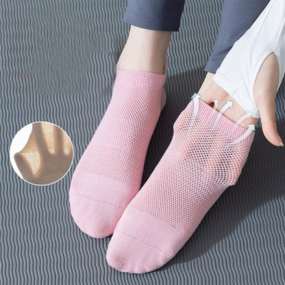 Anna-Kaci 4-Pack Women's Mesh Top Non-Slip Yoga Socks with Full Sole Grips and Breathable Lightweight Fabric