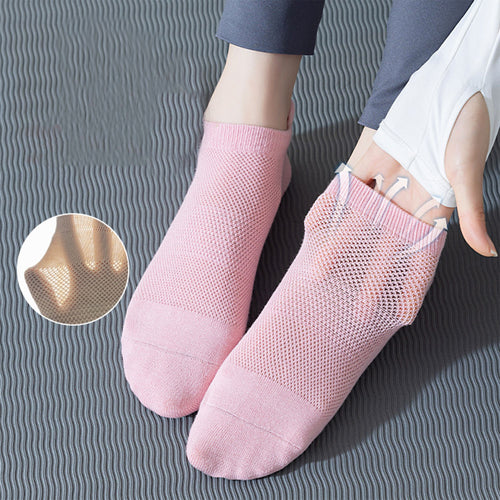 Anna-Kaci 4-Pack Women's Mesh Top Non-Slip Yoga Socks with Full Sole Grips and Breathable Lightweight Fabric