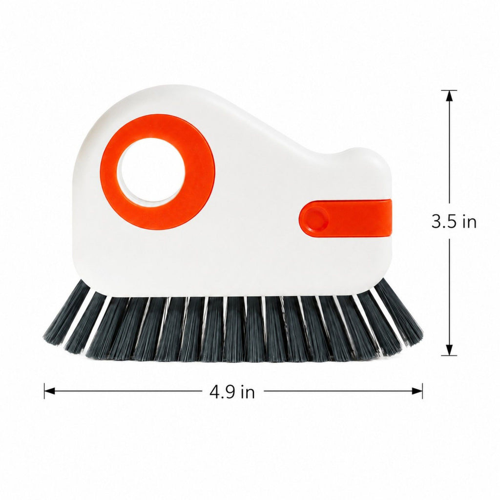 2-Piece Handheld Window Track Cleaning Brush with Built-In Scraper for Grooves, Sills and Tight Spaces