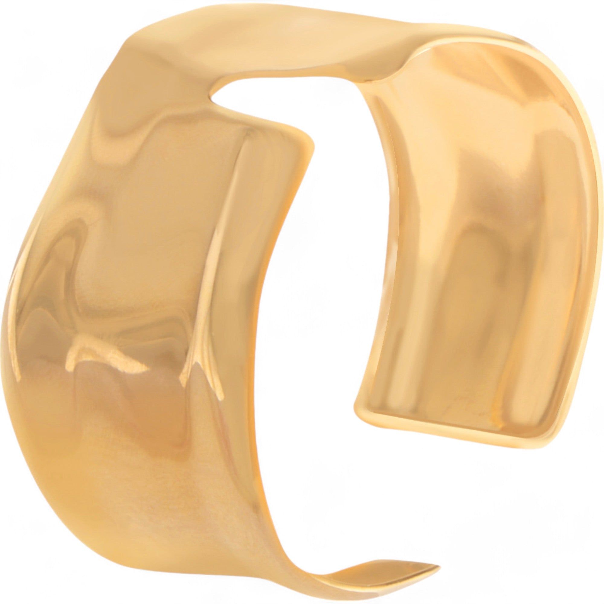 Women's Sculptural Gold Tone Cuff Bracelet Geometric Statement Design