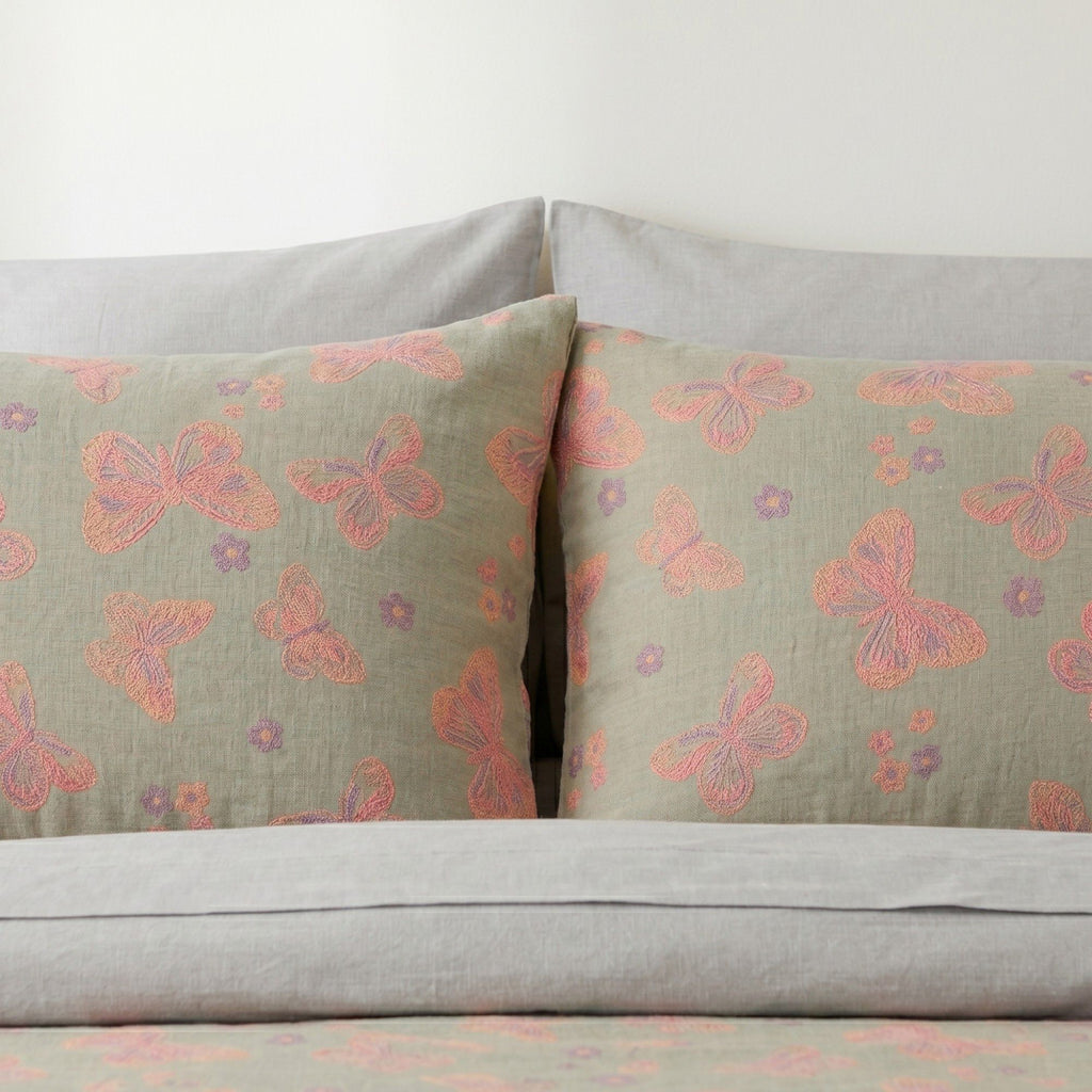 4-Piece Cotton Bedding Set with Butterfly Print Duvet Cover and Pillowcases