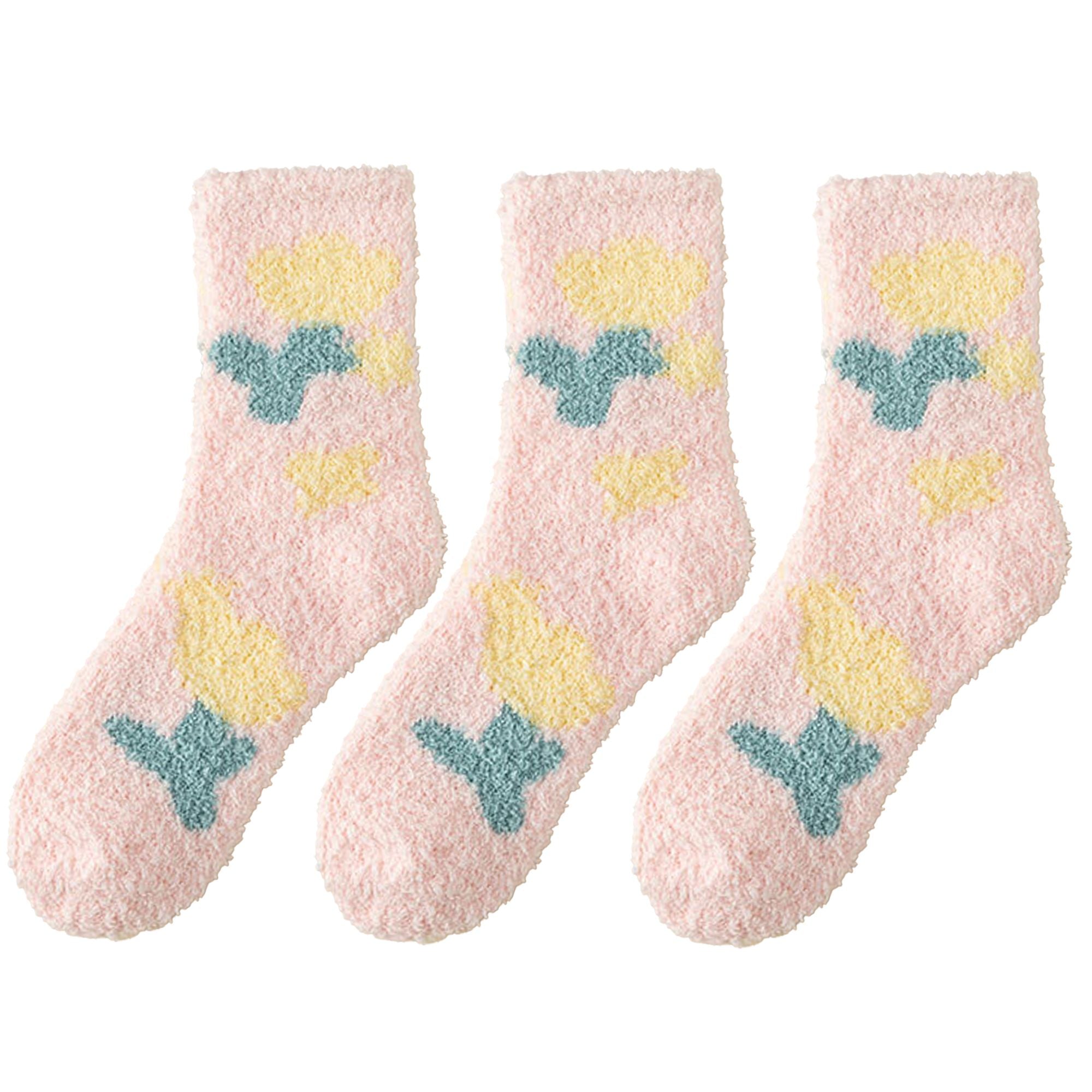 Anna-Kaci 3-Pair Fuzzy Floral Print Lounge Socks with Soft Texture and Cozy Fit