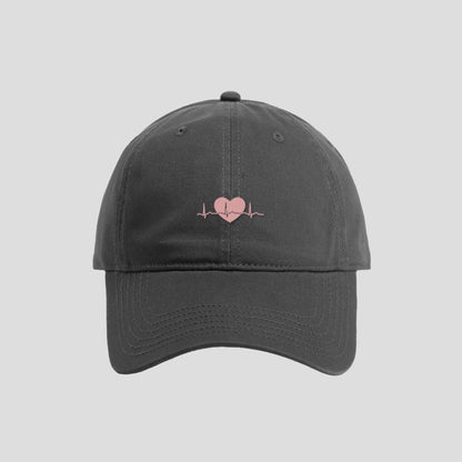 Anna-Kaci Women's Embroidered Heartbeat Baseball Cap with Adjustable Strap and Curved Brim Casual Cotton Hat