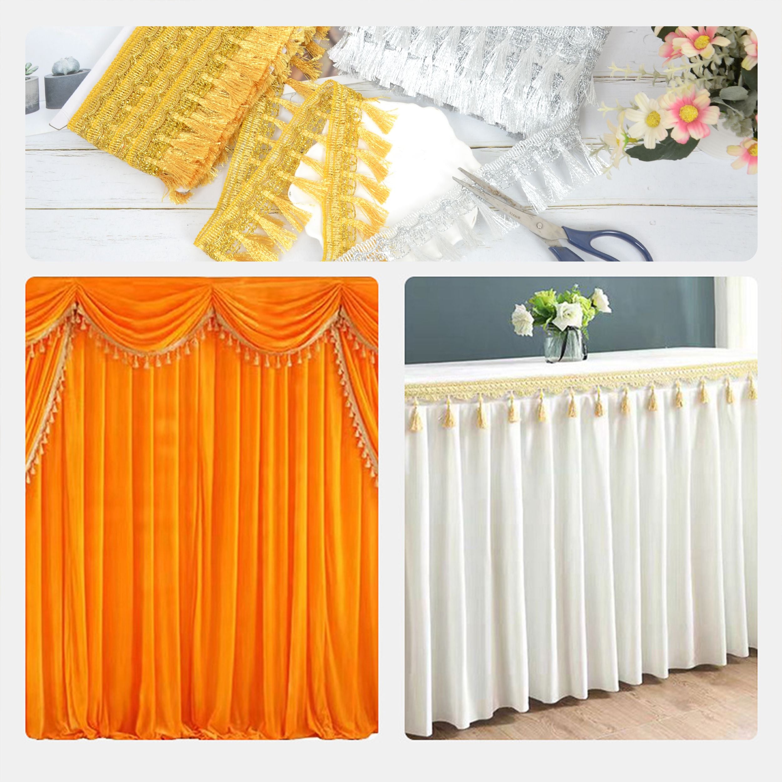Fringe Tassel Lace Trim, 11 Yards 2.4 inch Wide, Sewing Trim for Curtain Embellishment Lamp Shade Tablecloth Stage Decor DIY Craft