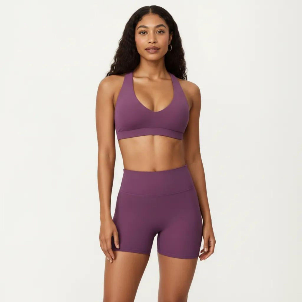 Anna-Kaci Active Women's Racerback Sports Bra with Scoop Neck and Open Back Cutout Design