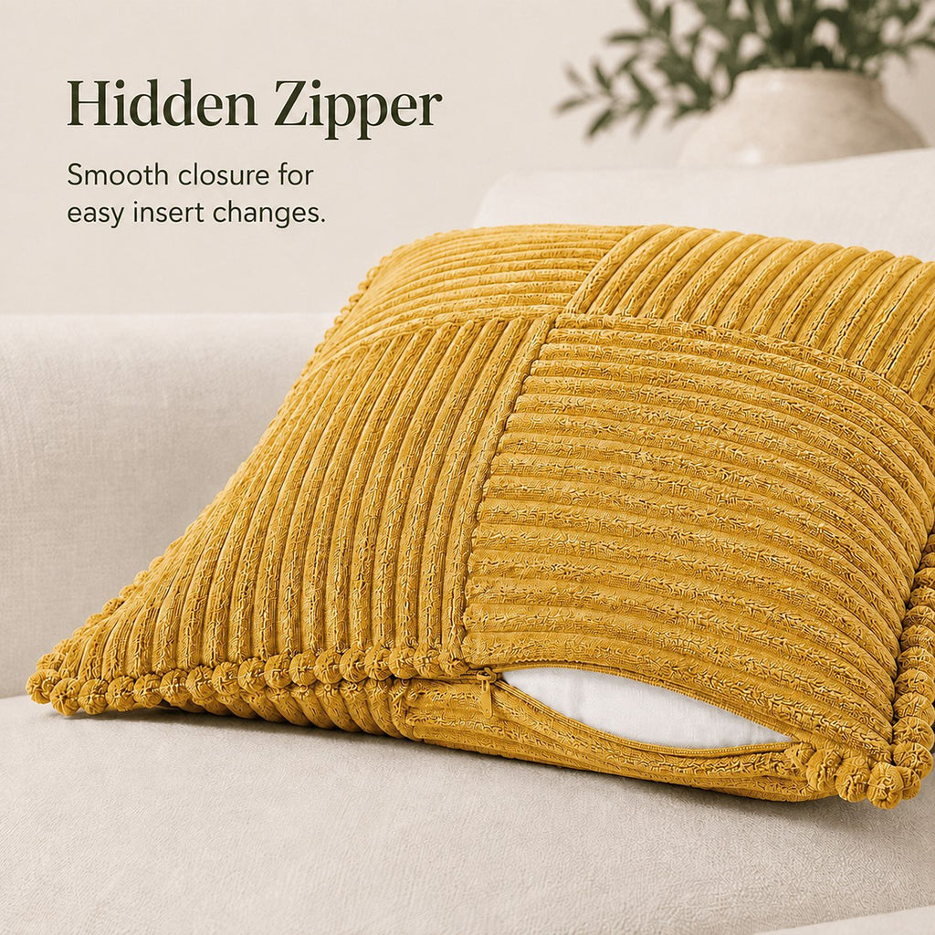 Soft Corduroy Decorative Throw Pillow Cover Geometric Accent Cushion Cover for Sofa Bed