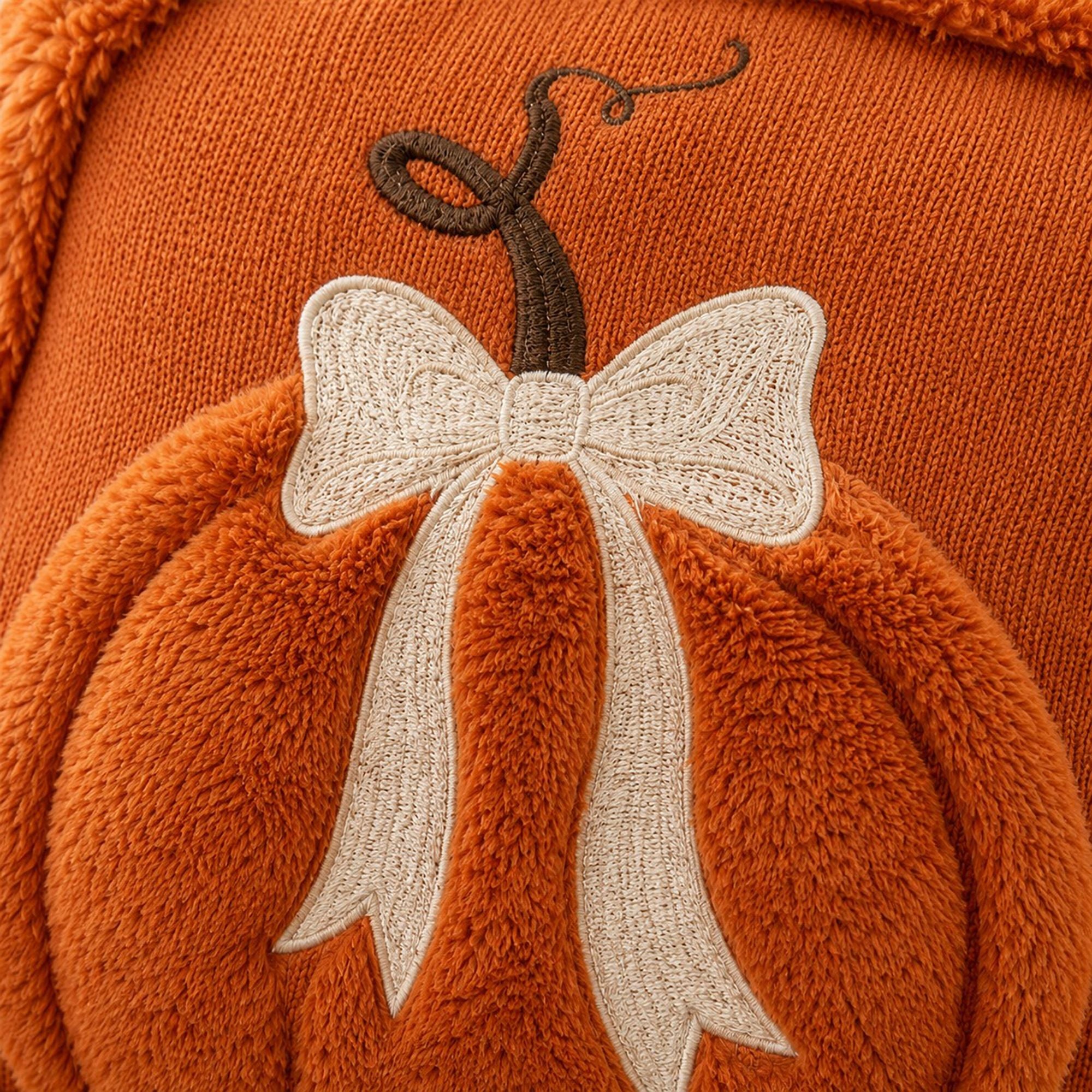 Textured Pumpkin Bow Decorative Throw Pillow Cover for Sofa Bed Chair Fall Decor