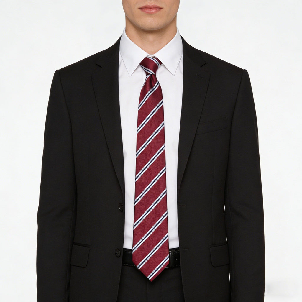 Anna-Kaci Men's Polyester Filament Tie with Striped Texture - Formal/Casual Necktie for Business, Weddings & Daily Wear